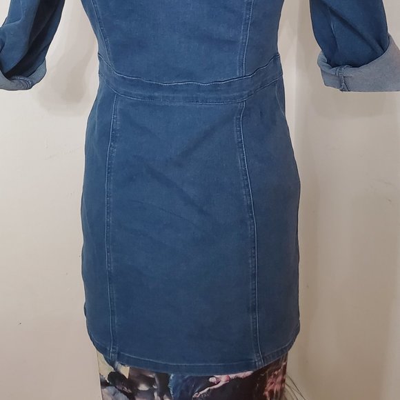 Jean Mini Dress With Zipper - Picture 4 of 4